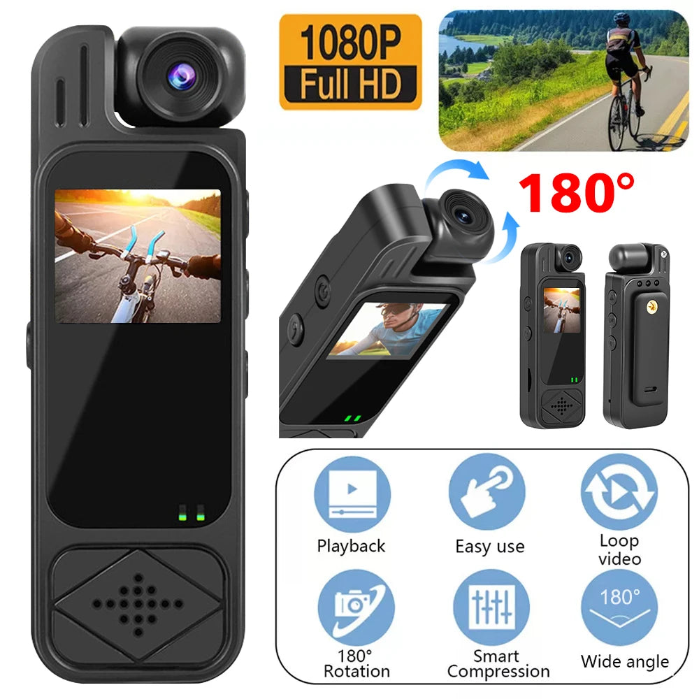 WatchLite™ Y9 Mini Body Camera – Videoregistratore portatile HD 1080P con visione notturna a infrarossi e obiettivo rotante a 180° 