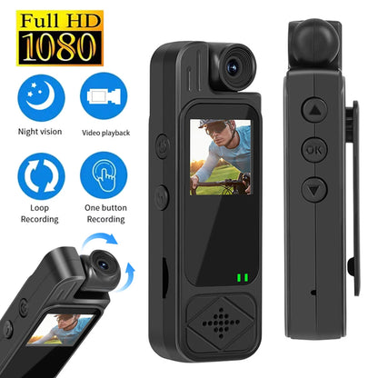 WatchLite™ Y9 Mini Body Camera – Videoregistratore portatile HD 1080P con visione notturna a infrarossi e obiettivo rotante a 180° 