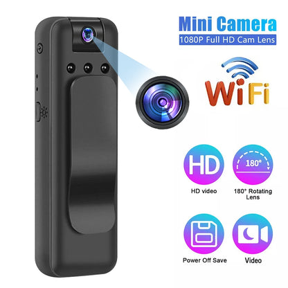 WatchLite™ Y9 Mini Body Camera – Videoregistratore portatile HD 1080P con visione notturna a infrarossi e obiettivo rotante a 180° 