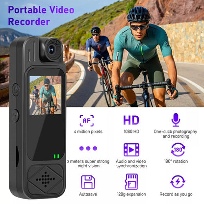 WatchLite™ Y9 Mini Body Camera – Videoregistratore portatile HD 1080P con visione notturna a infrarossi e obiettivo rotante a 180° 